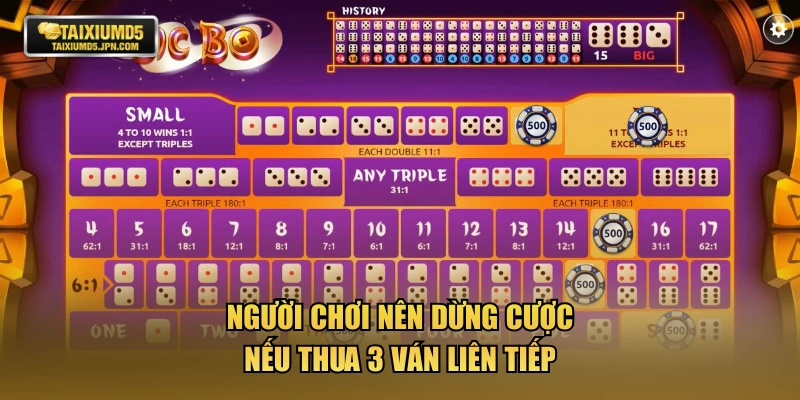 Người chơi nên dừng cược nếu thua 3 ván liên tiếp