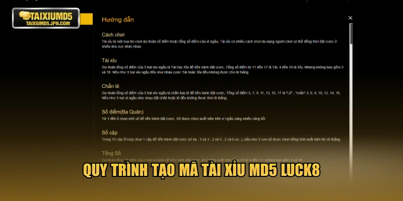 Quy trình tạo mã tài xỉu MD5 LUCK8